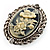 Vintage Floral Crystal Cameo Ring (Burnished Silver) - view 6