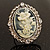 Vintage Floral Crystal Cameo Ring (Burnished Silver) - view 2