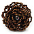 Golden Brown Glass Flower Stretch Ring - view 3