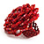 Red Glass Bead Flower Stretch Ring - view 3