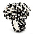 Black & White Glass Bead Flower Stretch Ring - view 3