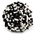 Black & White Glass Bead Flower Stretch Ring - view 2
