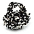 Black & White Glass Bead Flower Stretch Ring - view 4