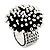 Black & White Glass Floral Stretch Ring