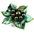 Olive Green Shell Flower Rings (Silver Tone) - view 5