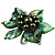 Olive Green Shell Flower Rings (Silver Tone) - view 3