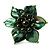 Olive Green Shell Flower Rings (Silver Tone) - view 2