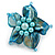 Light Blue Shell Flower Rings (Silver Tone) - view 4