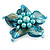 Light Blue Shell Flower Rings (Silver Tone) - view 8