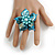 Light Blue Shell Flower Rings (Silver Tone) - view 2