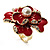 Stunning Red Enamel Crystal Flower Cocktail Ring (Gold Tone) - view 11
