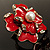 Stunning Red Enamel Crystal Flower Cocktail Ring (Gold Tone) - view 4