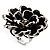 Black Floral Cocktail Ring (Silver Tone) - view 6