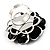 Black Floral Cocktail Ring (Silver Tone) - view 4