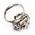Crystal Butterfly And Flower Ring (Silver&Light Blue) - view 8