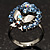 Crystal Butterfly And Flower Ring (Silver&Light Blue) - view 9