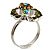 Crystal Butterfly And Flower Ring (Silver&Olive Green) - view 4