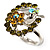 Crystal Butterfly And Flower Ring (Silver&Olive Green) - view 6