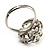 Crystal Butterfly And Flower Ring (Silver&Olive Green) - view 8