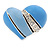 Blue Violet Enamel Crystal Asymmetrical Heart Ring In Silver Tone - Adjustable Size 8/9 - 40mm Across