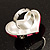Bright Pink Enamel Diamante Asymmetrical Heart Ring (Silver Tone) - view 5