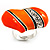 Bright Orange Enamel Diamante Asymmetrical Heart Ring (Silver Tone) - view 5