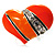 Bright Orange Enamel Diamante Asymmetrical Heart Ring (Silver Tone)