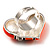 Bright Orange Enamel Diamante Asymmetrical Heart Ring (Silver Tone) - view 7
