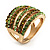 Gold Tone Wide Crystal Band Ring (Green & Olive) - view 2
