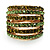 Gold Tone Wide Crystal Band Ring (Green & Olive) - view 3