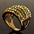 Gold Tone Wide Crystal Band Ring (Green & Olive) - view 8