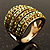 Gold Tone Wide Crystal Band Ring (Green & Olive) - view 10