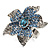 Light Blue Diamante Flower Ring (Silver Tone) - view 7