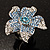 Light Blue Diamante Flower Ring (Silver Tone) - view 2