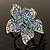 Light Blue Diamante Flower Ring (Silver Tone) - view 4