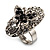 Oval Diamante Butterfly Ring (Silver Tone) - view 2