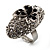 Oval Diamante Butterfly Ring (Silver Tone) - view 8