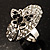 Oval Diamante Butterfly Ring (Silver Tone) - view 3