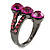 Deep Magenta CZ Trinity Ring (Black Tone) - view 4