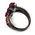 Deep Magenta CZ Trinity Ring (Black Tone) - view 6