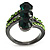 Emerald Green CZ Trinity Ring (Black Tone) - view 2