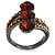 Amber Coloured CZ Trinity Ring (Black Tone) - view 3