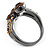 Amber Coloured CZ Trinity Ring (Black Tone) - view 6