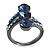 Cobalt Blue CZ Trinity Ring (Black Tone) - view 3