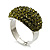 Austrian Crystal Dome Shape Silver Tone Ring (Olive) - view 5