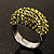 Austrian Crystal Dome Shape Silver Tone Ring (Olive) - view 3