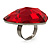 Large Red Acrylic Heart Cocktail Ring (Silver Tone) - view 3