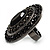 Large Black Oval Crystal Cocktail Ring (Black Tone) - view 6