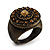 Bronze Tone Amber Coloured Crystal Shield Ring