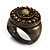 Bronze Tone Amber Coloured Crystal Shield Ring - view 6